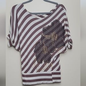 Papaya Small Brown Floral Top